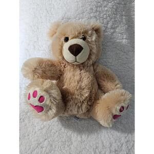 2014 Kids of America Stuffed Teddy Bear Plush Toy Brown Pink Heart Feet Soft 11"